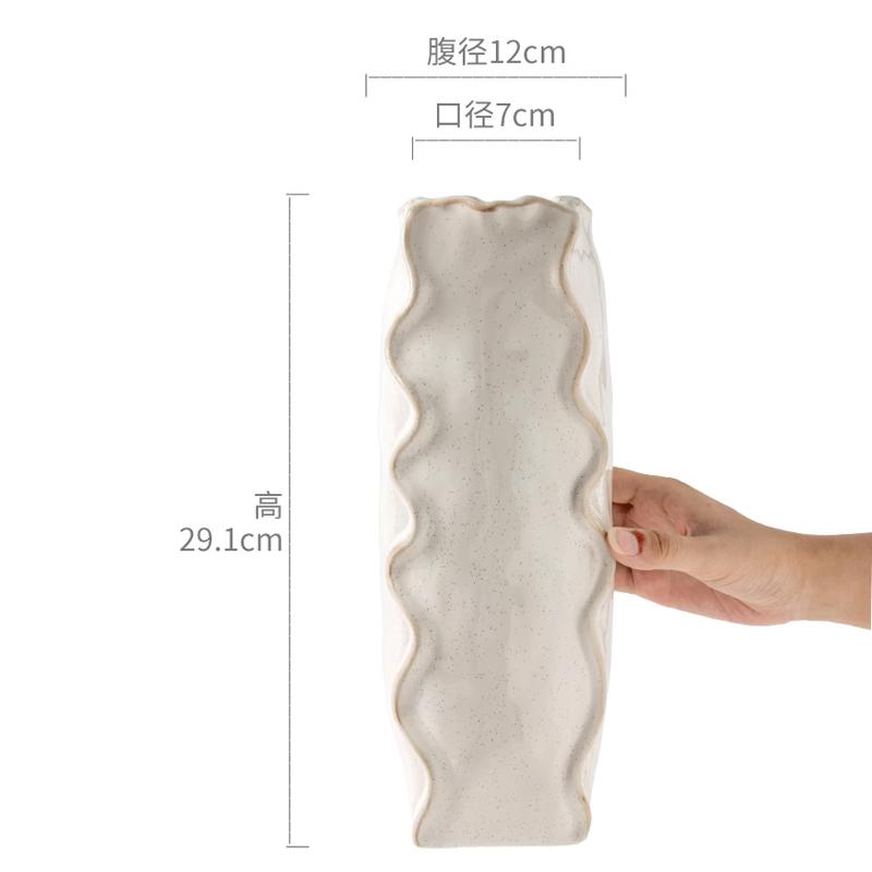 Nordic Ceramic Plain Fired Minimalist Vase, Home Dining Table Living Room Bedroom, Office, Tabletop Decoration, Flower Ware, 1Pc