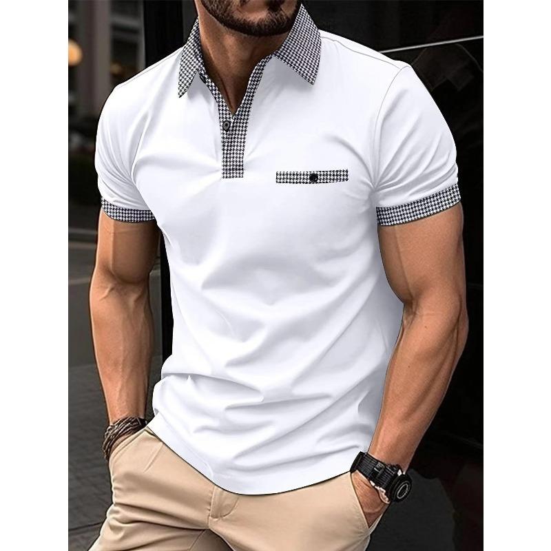 Men s short-sleeved polo shirt: loose-fit, casual, two-tone summer polo S белый