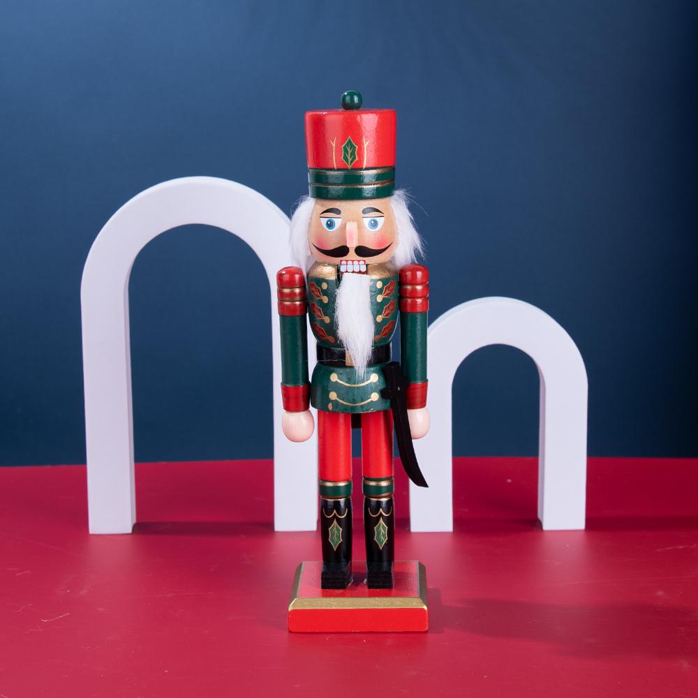 Schiaccianoci in Legno a Tema Natalizio Rosso e Verde