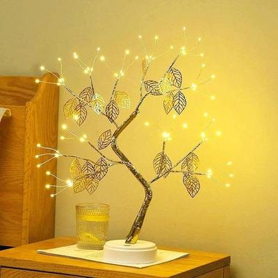 Bonsai-LED-Schreibtischbaumlampe, Schreibtisch-Tischdekoration, Perlen-LED-Leuchten für Zuhause, Schlafzimmer, Innenbereich, Hochzeitsfeier, Dekoration, Berührungsschalter, batteriebetrieben