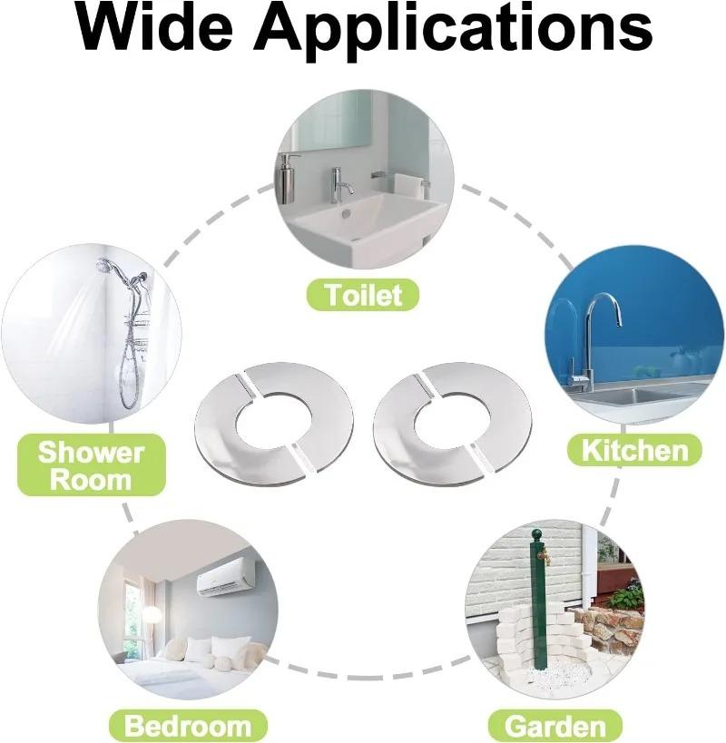 6/1PCS Self-Adhesive Stainless Steel Faucet Decorative Cover Shower Chrome Finish Water Pipe Wall Covers Bathroom Accessories