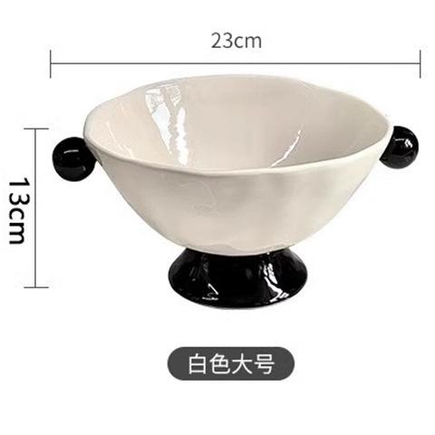 Ceramic High Leg Fruit Plate Binaural Snack Storage Tray Dry Fruit Tray Dessert Trays Cake Trays Decorative Household Products