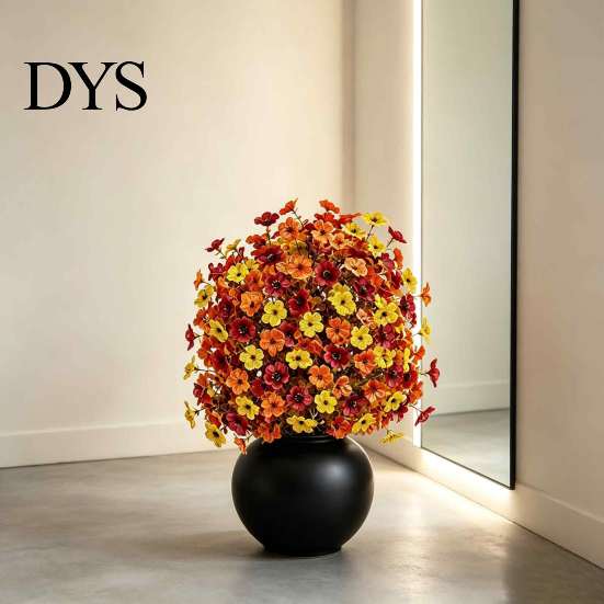 Maintenance Free Indoor Plants Fall Artificial Topiary Ball Flowers, Mums Tree, UV Resistant Outdoor Flowers with Decorative Faux for Weddings Spike,