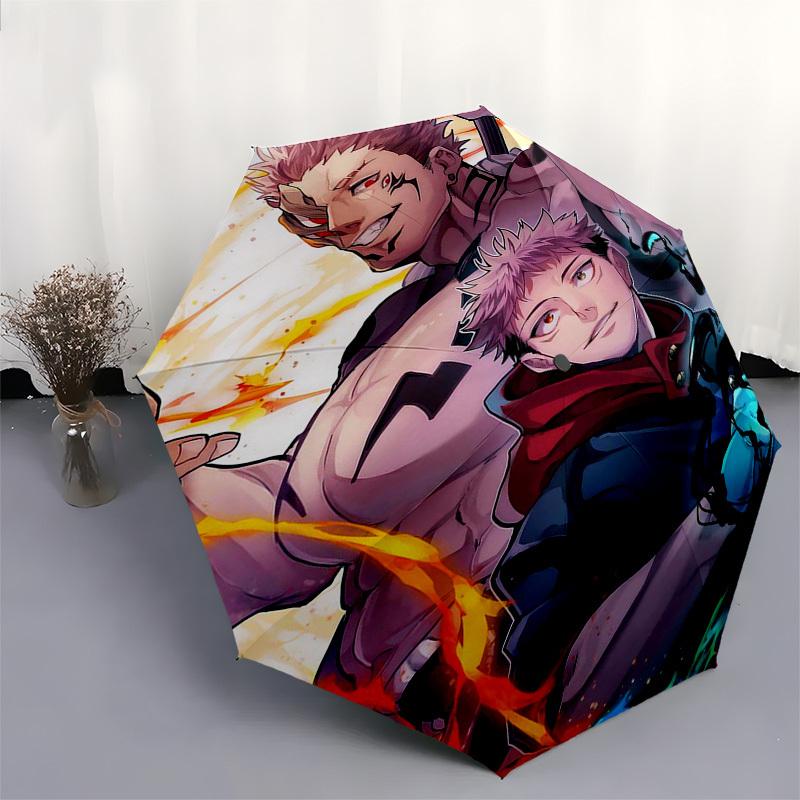 1pc "Jujutsu Kaisen" Outdoor Umbrella - Automatic Opening/Closing, Portable 3-Fold Design with 8-Rib Iron Frame - Perfect Gift for Fans, Travelers, Da