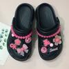 Luminous hole shoes DIY accessories pink chain bow flower smiley face set accessories shoe flower shoe buckle