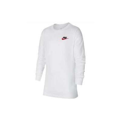 Sportbekleidung Logo Bestickt Einfarbig Langarm T-Shirt Kinder Oberteile Weiß CZ1855-100