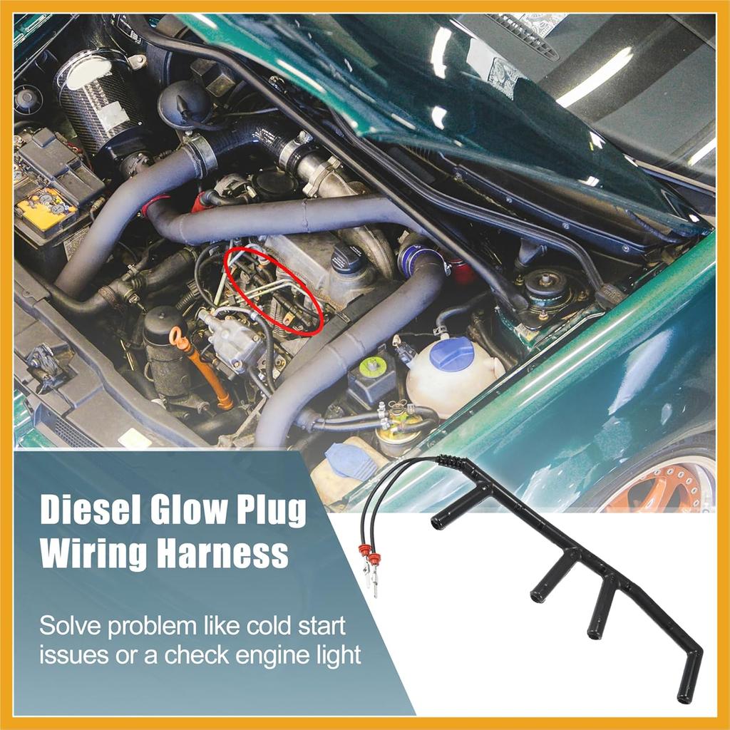 Glow Plug Wiring Harness with 2 Wires 028971766 for Volkswagen Beetle 98-03 for VW Golf Jetta for VW Passat 1996-1997 L4 1.9L Diesel 2 Male Terminal