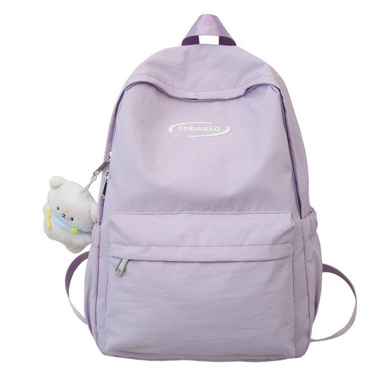 Schoolbag Japanese women ins solid color light casual simple fashion versatile schoolbag junior high school high school student backpack