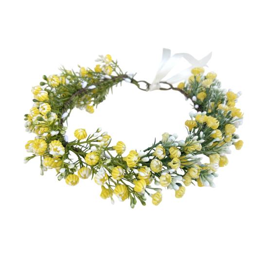 

Bridal Headband Artificial Flower Decor Lace-up Design Hair Hoop Minimalist Wedding Party Hair Accessory