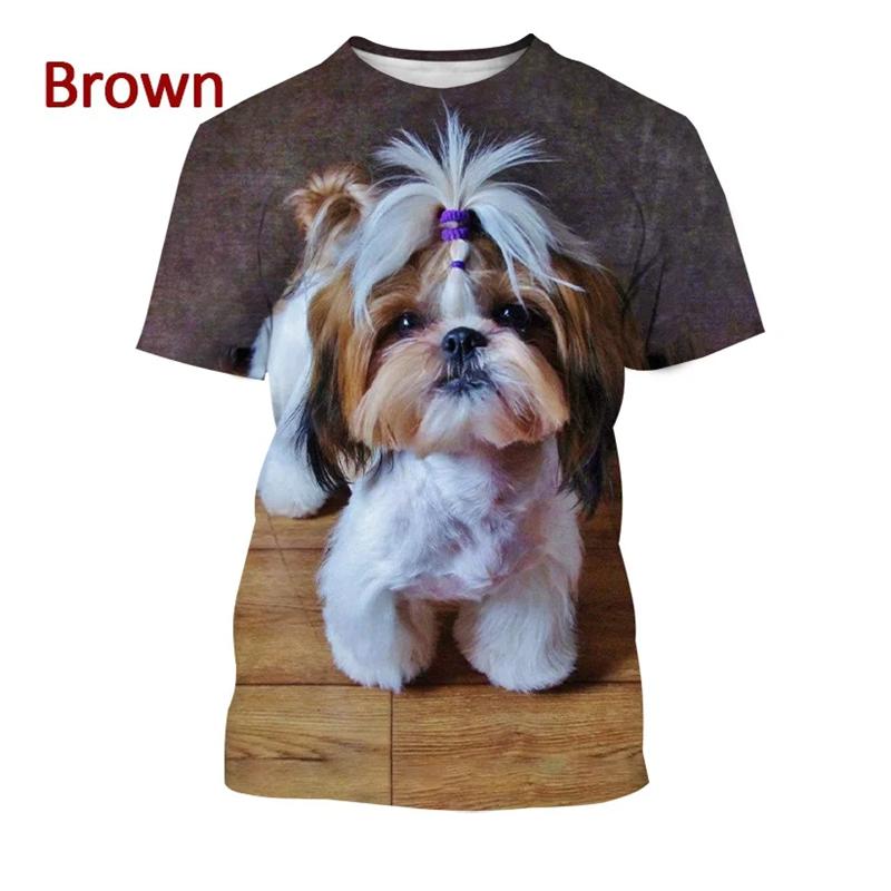 New 3D Boys Animal Dog Print Harajuku Style T-Shirt Summer Casual Short Sleeve Streetwear Loose Top