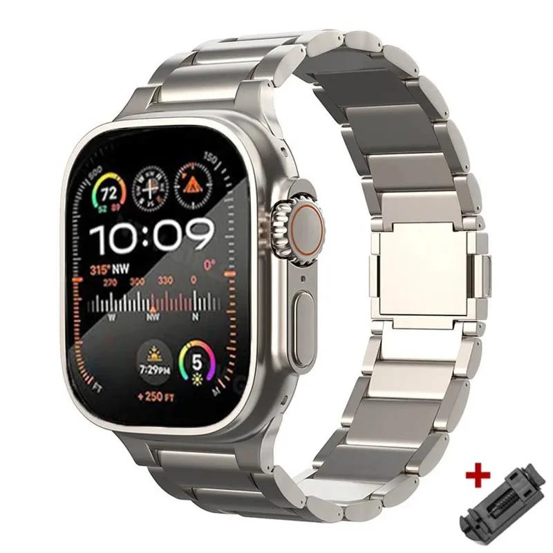 Men Titanium Band for Apple Watch Ultra 2 49mm 46mm 42mm 45 44 40 41 38mm Metal Luxury Strap for Iwatch 10 9 8 7 6 5 Se Bracelet