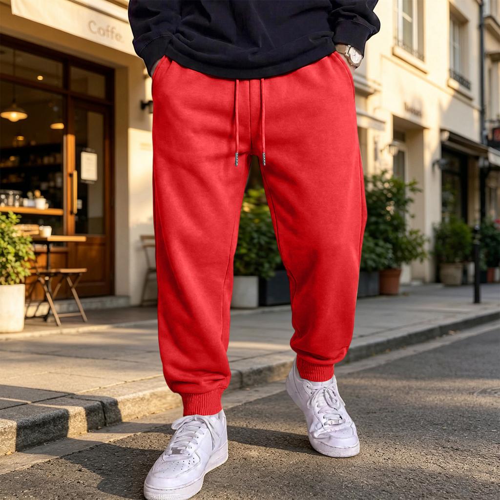 Men's Casual Joggers with Elastic Waistband and Tapered Sweatpants for Athletic Wear