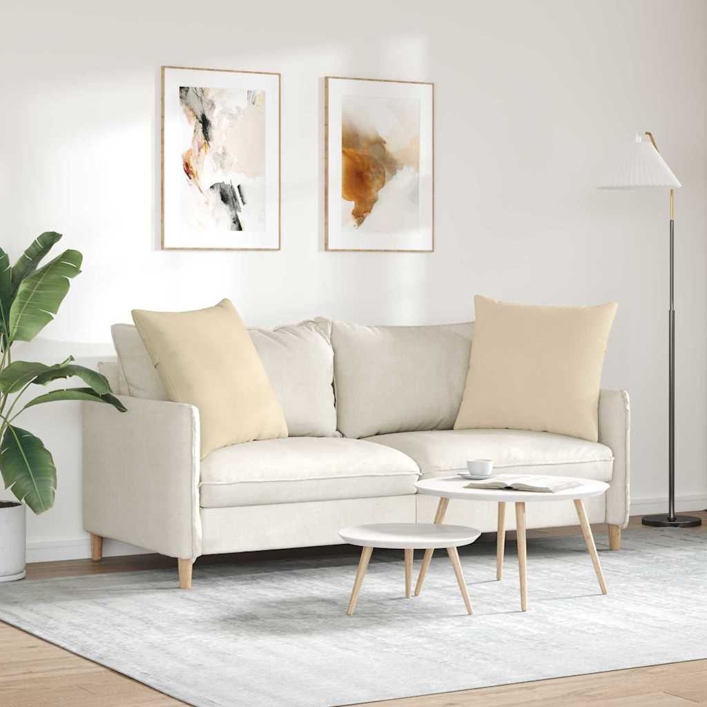 Sofa Cushions 2 Pieces Cream 60 X 60 Cm Fabric