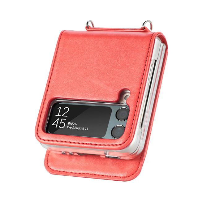 

Кожаный чехол-кошелек с защитой от царапин для Samsung Galaxy Z Flip4 5g Flip 4 Flip3 Flip 3 с чехлом для карт for Samsung Z Flip красный