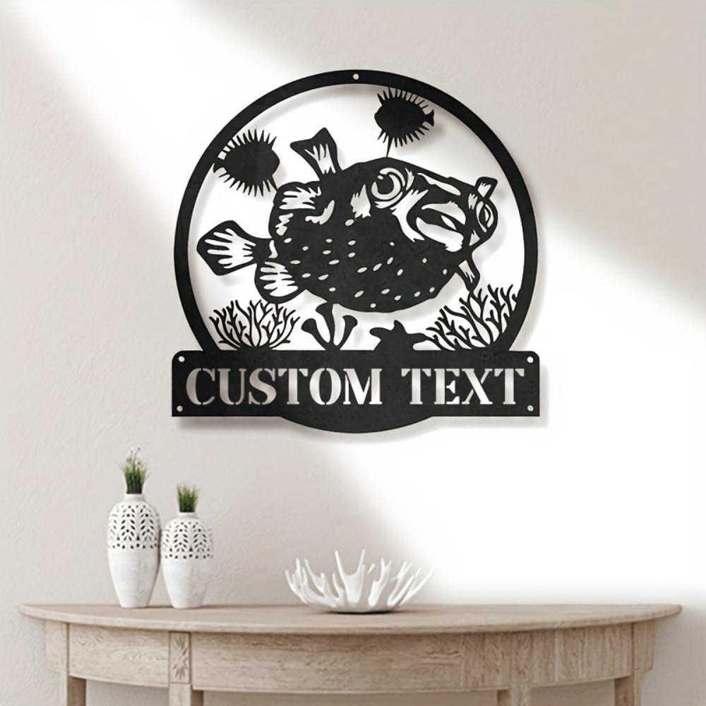Retro Blackfish Metal Wall Art Plaque Personalized Fishing Gift Home Decor