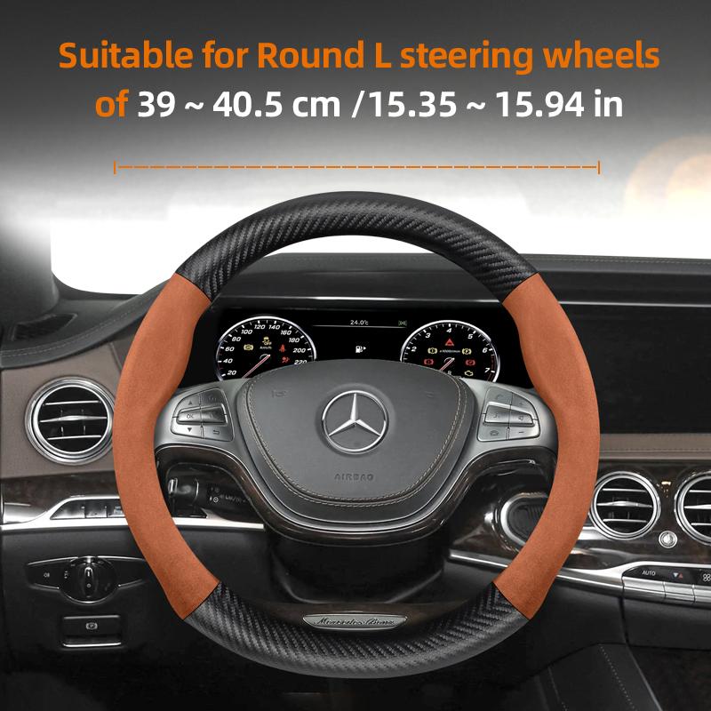 Suitable for Mercedes-Benz Suede Matte Carbon Fiber Texture Steering Wheel Cover Suitable for E Class S C a Glc Suv Eqc Gle Gla Eqe Amg Eq E63 Maybach
