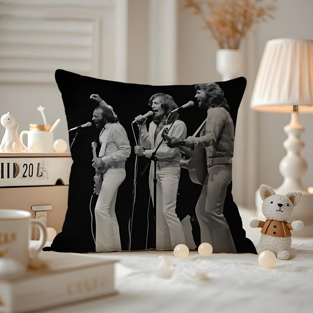 Bee Gees Cushion Cover Anti-dustmite Pillowcase Invisible Zipper Silky Short Plush Sofa Cushion Cover