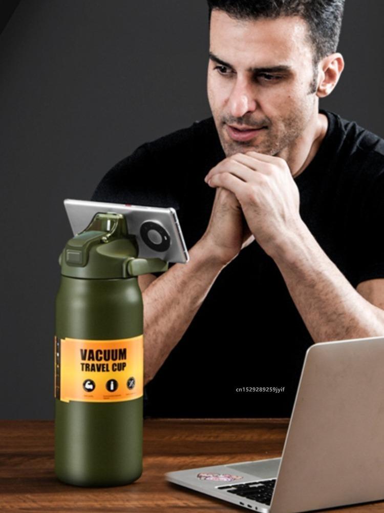 800/1000/1200/1500ML 304 Stainless Steel Thermos with Straw Thermal Mug Cup Sports Vacuum Flasks Cold and Water Bottle
