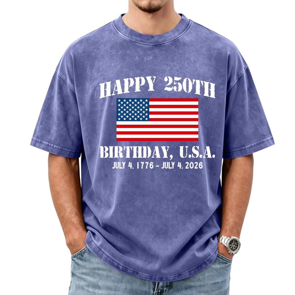 Men's Loose And Casual Flag-print T-shirt, Short Sleeve Shirt