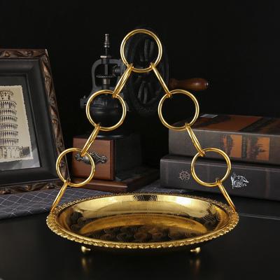 Golden Metal Single-layer Fruit Snack Basket Hotel KTV Living Room Multi-purpose European Classical Temperament Basket