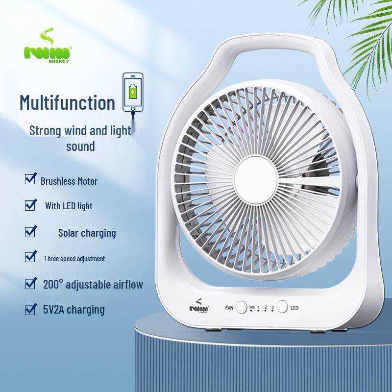 IWIN 8-inch Rechargeable Silent Desktop Fan with Night Light 8-inch темно-серого