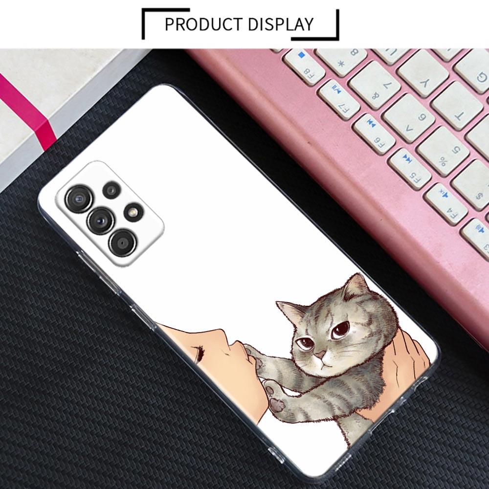 Cute Cat Don't Kiss Me Clear Case For Samsung Galaxy A52 5G A53 A72 A53 A73 A51 A33 A32 A41 A22 A23 Soft Phone Cover