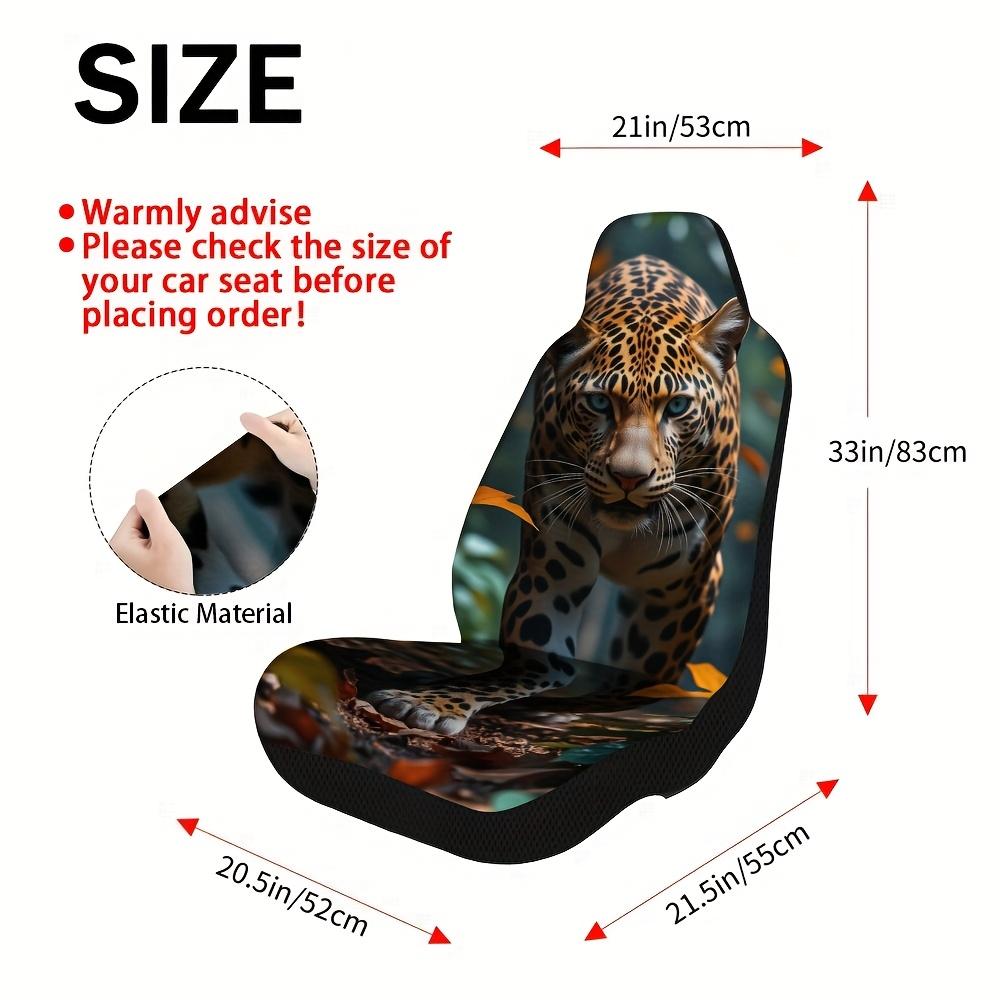 2pcs, Decorative Leopard Wild Animal Feline Print Car Seat Covers, Universal Fit For SUV Sedan Truck, Stylish Washable Fabric Ad
