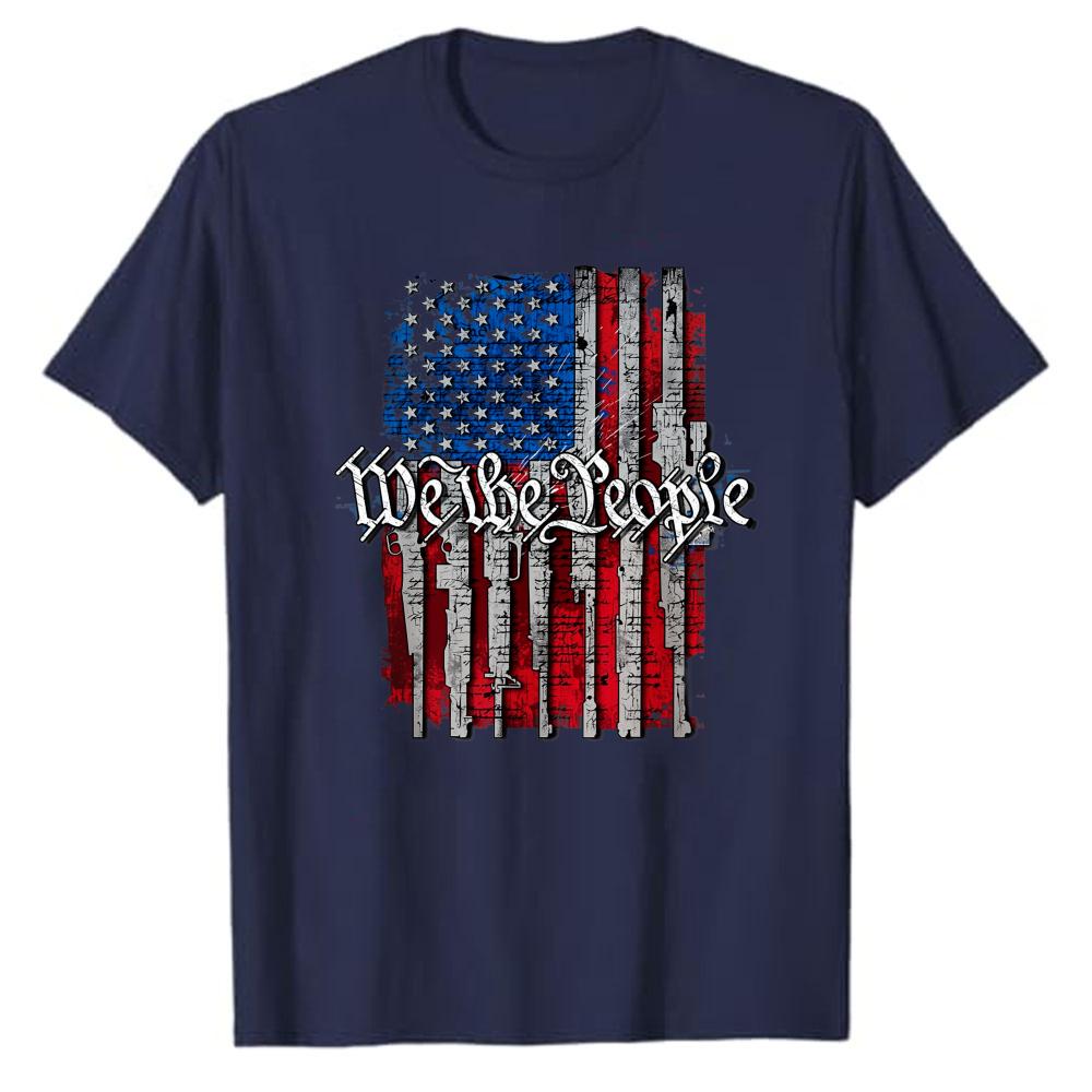 We The People Distressed Vertical American Flag Graphic Tshirt Patriotic Usa Casual Summer Veteran Unisex Gift Tee Cotton Tops