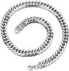 Chunky Miami Cuban Chain Necklaces for Men Women,Silver  Golden Color Stainless Steel Metal Chain Collar,Basic Classic Jewelry Gift