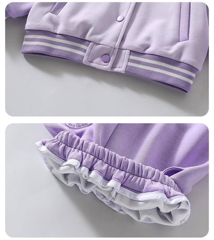 Kuromi Girls' Spring/Autumn 2025 Fashionable Baseball Uniform Two-Piece Set - Trendy Sporty Outfit