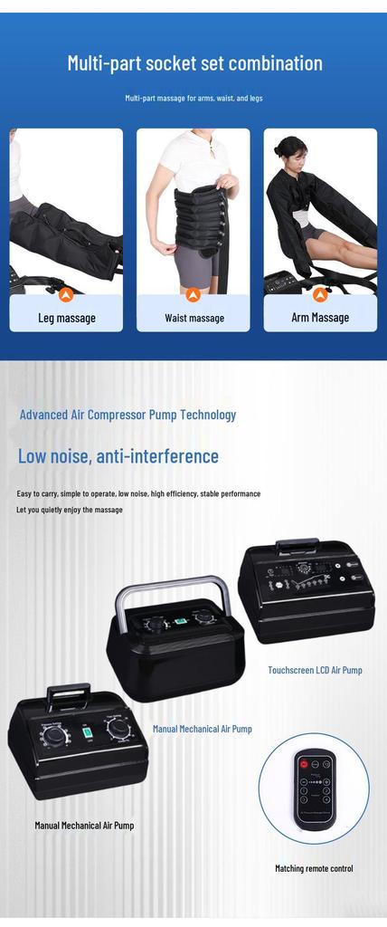 Pneumatic Six-Chamber Leg Massager with Air Wave Therapy