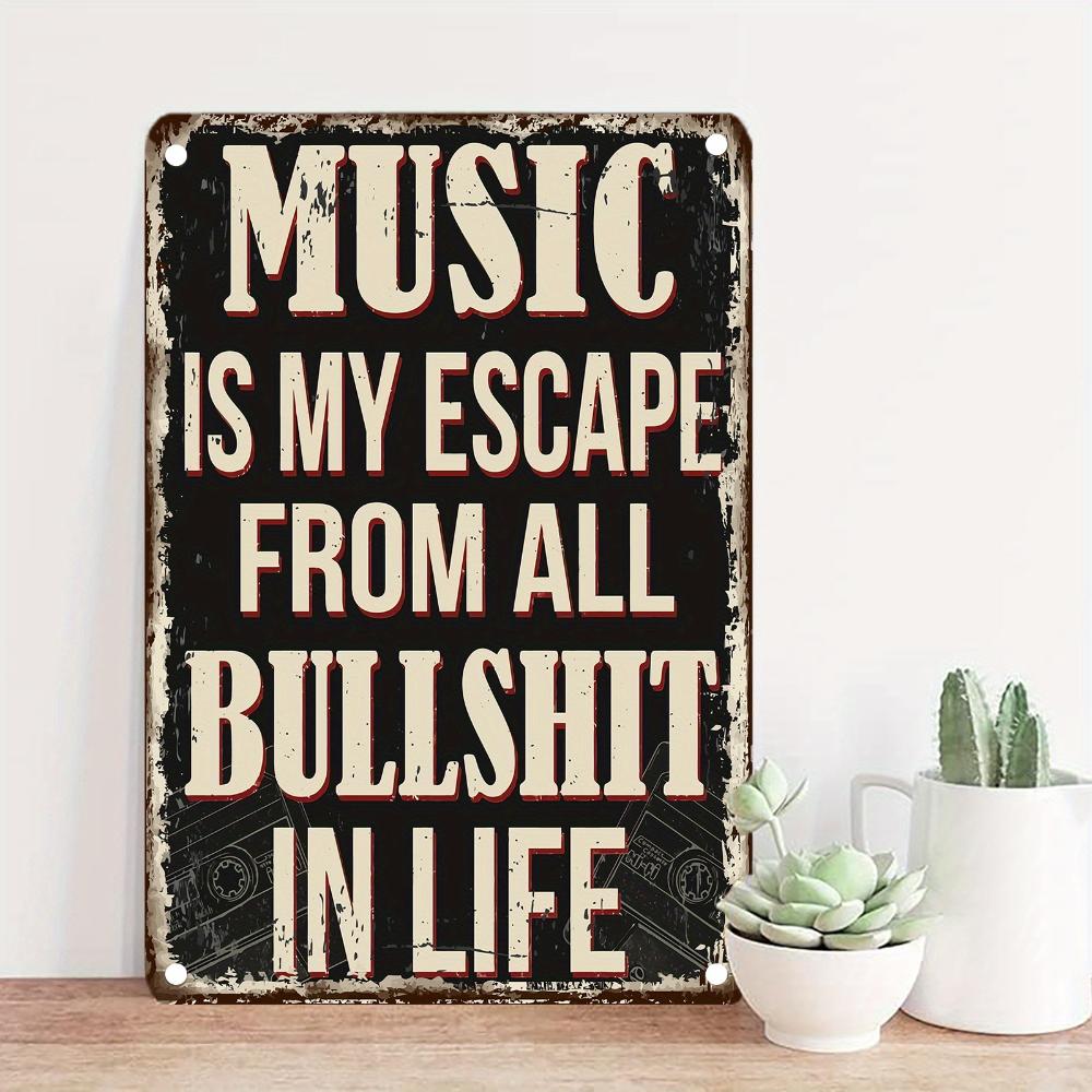Vintage Music Metal Tin Sign: 12x8 inches/30x20 cm, Rustic Style Wall Art for Home, Bar or Farm Decor - Iron Material