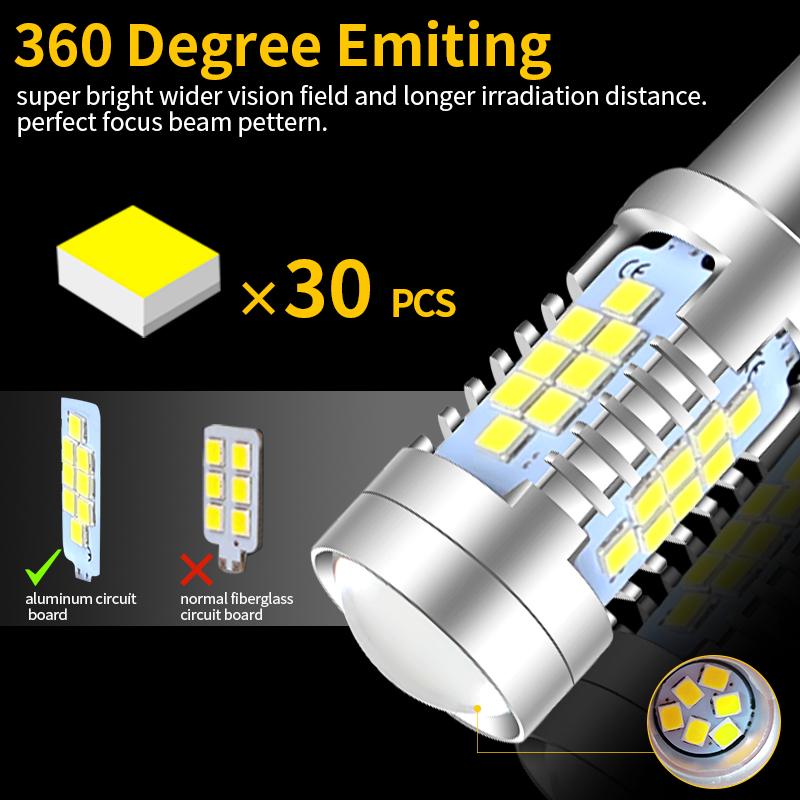 2pcs 30-SMD T20 7440 W21W W21/5W 7443 1156 Ba15s P21W Bau15s PY21W 1157 LED Signal Brake Stop Reverse Light Bulb Amber White