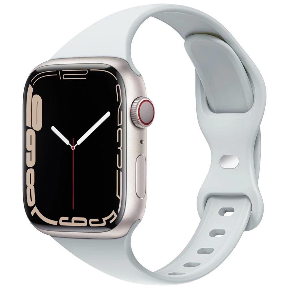 Slim Silicone Strap For Apple Watch Band 45mm 44mm 40mm 41mm 42-38mm sport bracelet iwatch series 8 7 se 3 4 5 6 9 ultra 2 49mm