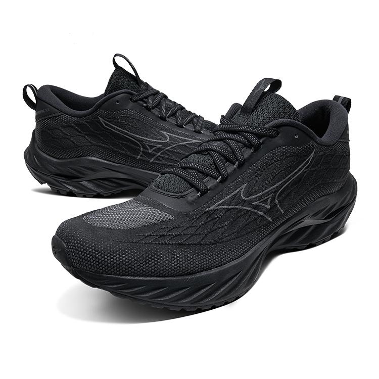 Mizuno Wave Inspire 20 Bequeme Trendige Rutschfeste Langlebige Low-Top Laufschuhe Herren Sneaker Schwarz Grau J1GC241352