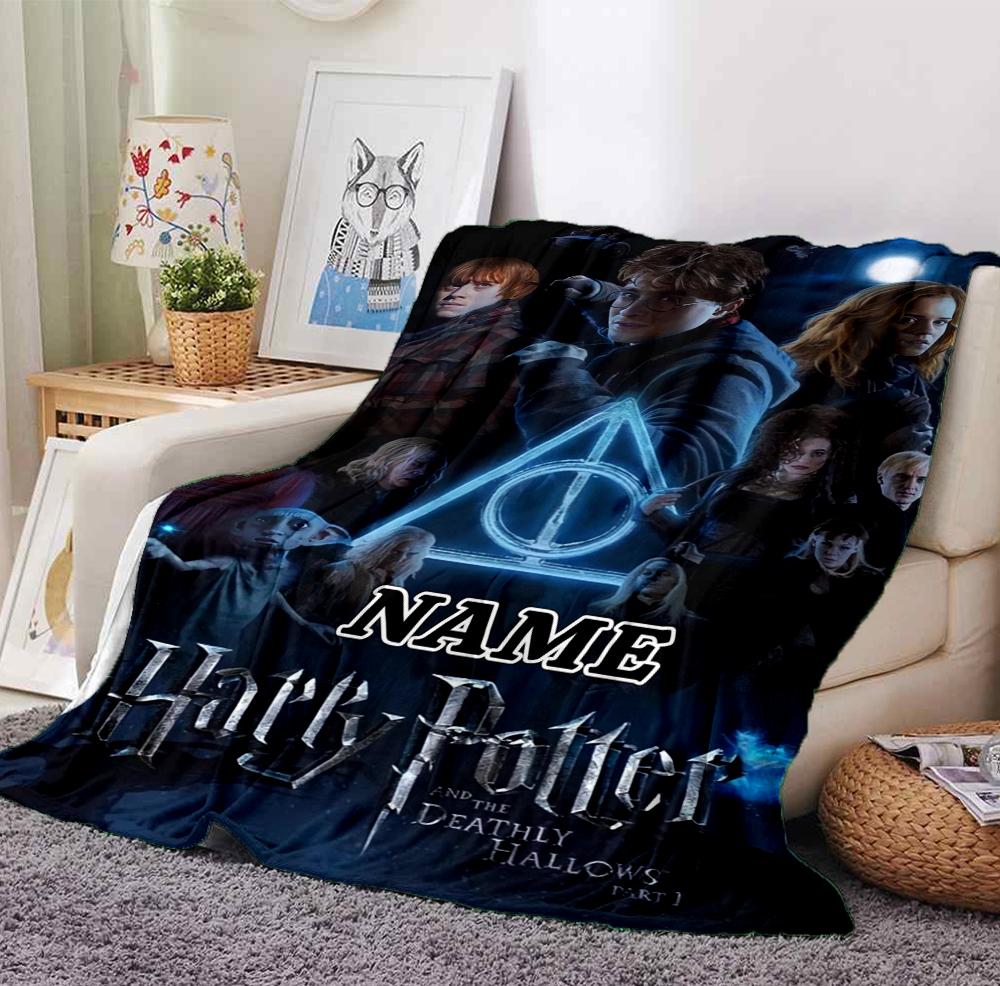 Custom Name Harry Potter Flannel Blanket Throw Blanket Soft Warm Sofa Bed home Decor Unique Gift