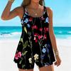 Women's Swimwear Tankini 2 Piece Swimsuit Colorful Butterfly Flowers  Pattern Vacation Bathing Suits