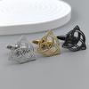 Silver Round Celtic Knot Hollow Gold-plated Cufflinks, French Shirt Cuff Accessories In Black, Matching with Men's Suits
