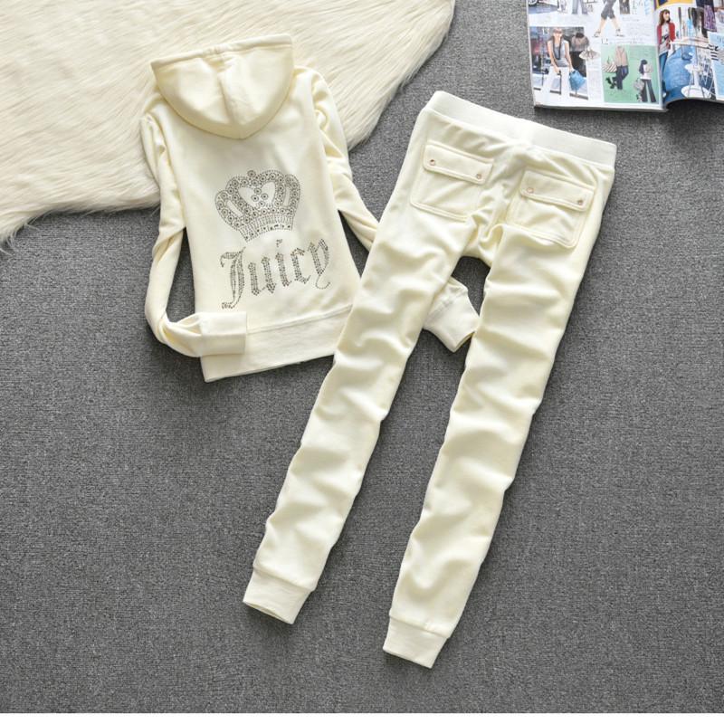European Spring/Autumn JC Fashion Gold Velvet Women's Sportswear Set with Hotfix Letter Details