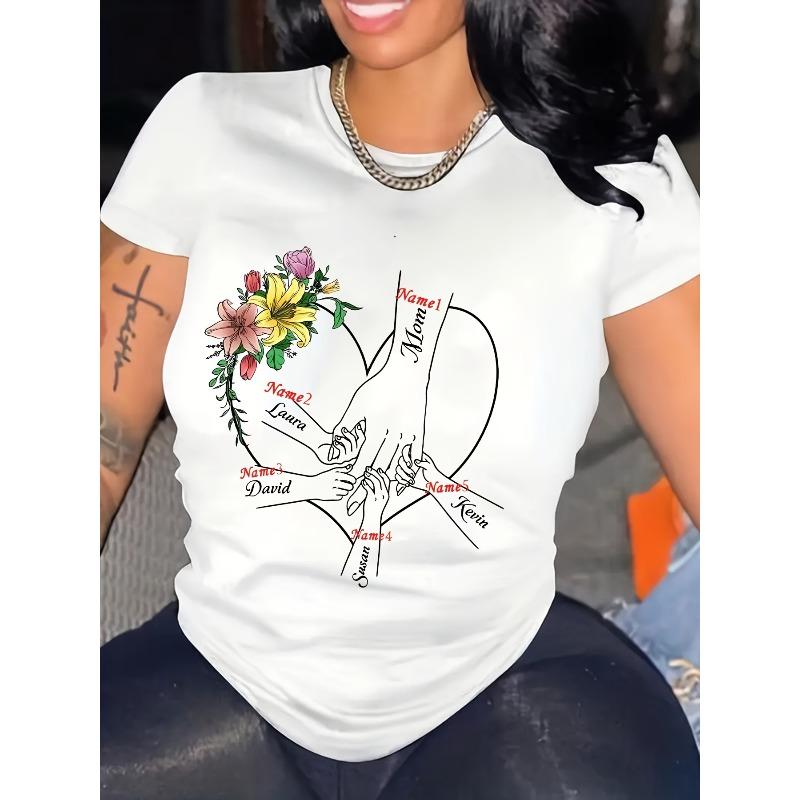 

European size Women s ized Family Love T-Shirt - Name/Relationship Label (Mom, Wife, Daughter, Sister, Grandma) 4XL