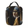 Bestselling Cat With A Pearl Earring Parent Child Matching Snack Bag Grocery Carry Cooler Tote