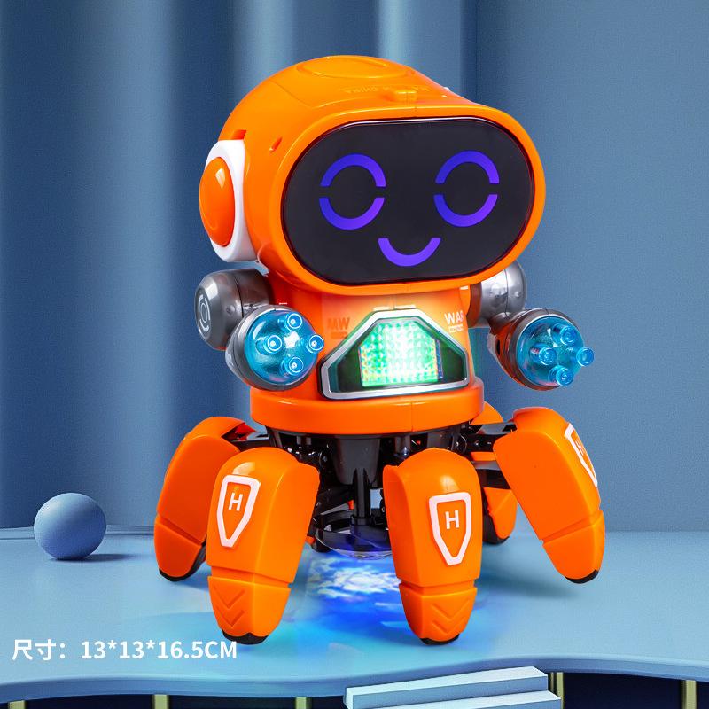 Electric Intelligent Six Claw Dancing Robot Toy With Light Sound Effects For Kids