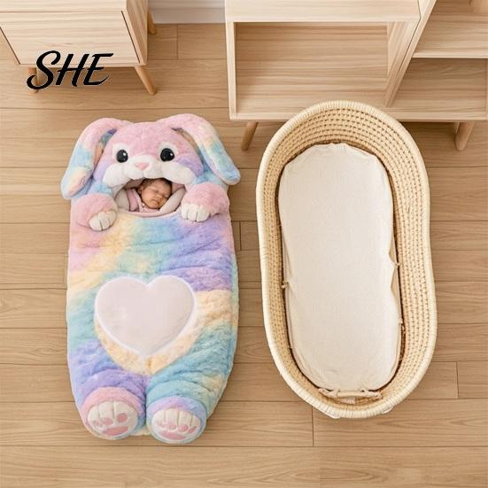 Weicher Atmungsaktiver Schlafanzug Plüschhase Umschlag Schlafsack, Schlappohr Hase Schlummerbeutel für Kinder, Form Babybettwäsche Tier Nickerchenmatte Sack Zuhause Reise