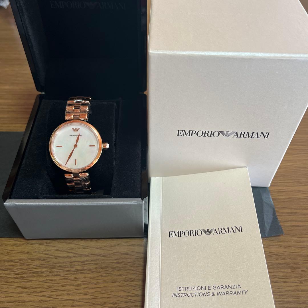Used EMPORIO ARMANI Ladies Watch Rose Gold Flower Design