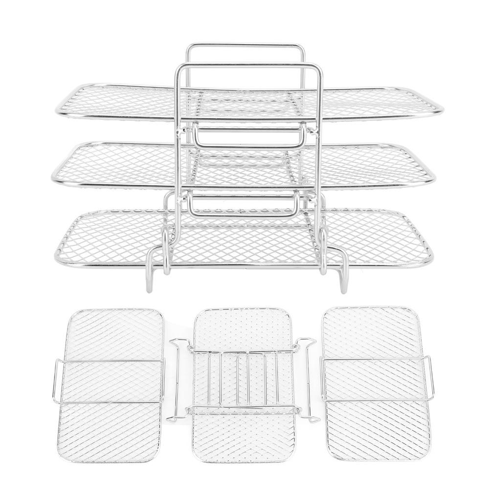 Silver Baking Rack Rectangle Shape Dehydrator Rack Durable Air Fryer Rack Food Dehydrating