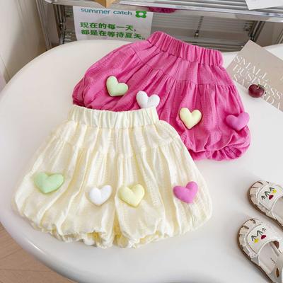 Niedliche Hose mit Blumenknospenmuster für Mädchen, Sommerkleidung für Kinder, Baby-Mädchen-Shorts, lässige Laternenhose für Kinder
