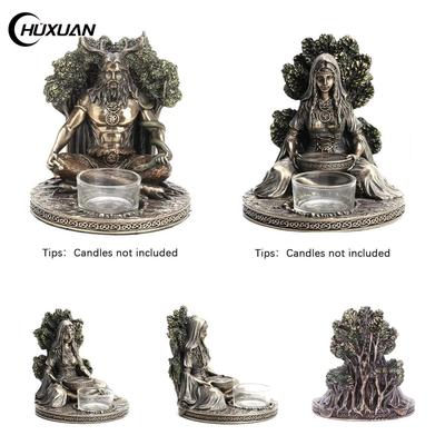 Starověký Řím Cernunnos Sedící Socha Skulptura Keltský Bůh Svícen Mytologie Bohyně Stolní Domácí Dekorace Řemesla Figurka