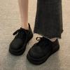 British Style Small Leather Shoes Women's Platform Height Increase 2024 Popular Muffin Loafers Spring and Summer Black Sports and Leisure Shoes
