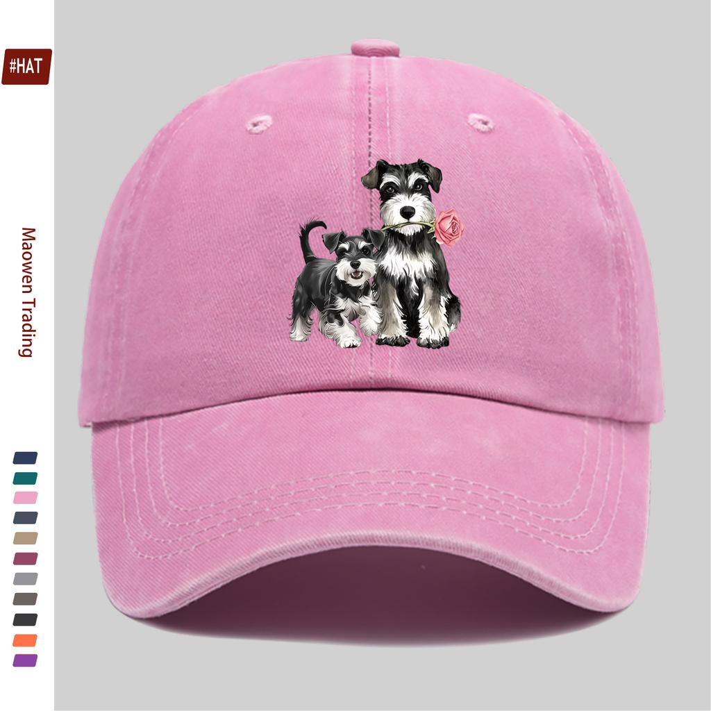 Pc Cute Schnauzer Pet Dog Pattern Printed Baseball Cap Unisex Sun Hat Multiple Colors Available Papa Hat Comfortable and Li