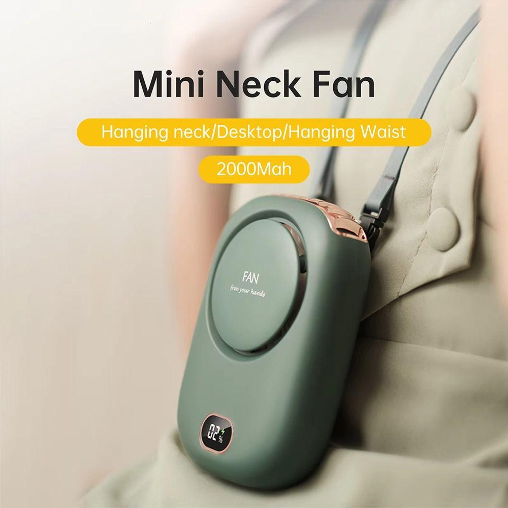 Adjustable Lanyard Neckband Fan 2000 mAh Battery USB Rechargeable Fan  Personal Cooling